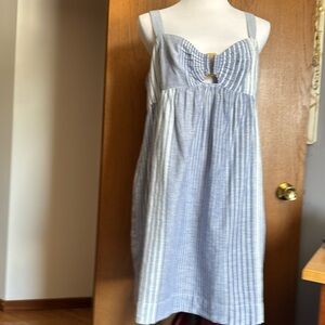 Lucky Brand Cutwork front, sleeveless light denim blue and white dress Size XL